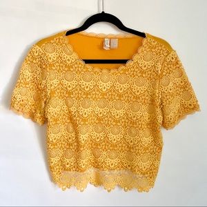 Yellow Lace Crop Top